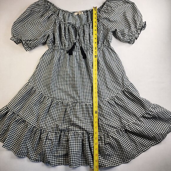 Hint of Blush Womans Small Black White Checkered Dress Size Puff Sleeve Gingham - Picture 9 of 10